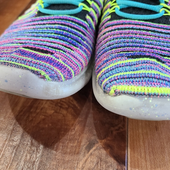 NIKE FreeRn Motion 2016 FLYKNIT Neon Rainbow Slip On Lace Up Womens Shoes Size 6 - Picture 3 of 15